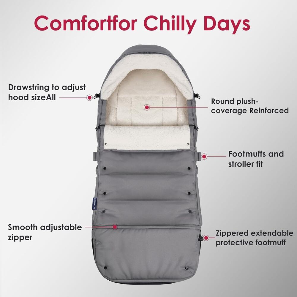 Universal, Weather-Proof, Warm Stroller Footmuff | Extendable Winter Cover | Adj - Picture 6 of 7